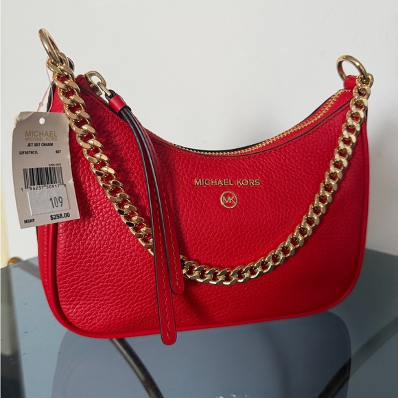Michael Kors Handbags - Michael Kors Red Shoulder Bag with Gold Chain